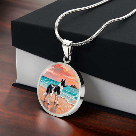 Beach Day - Canaan Dog Round Necklace