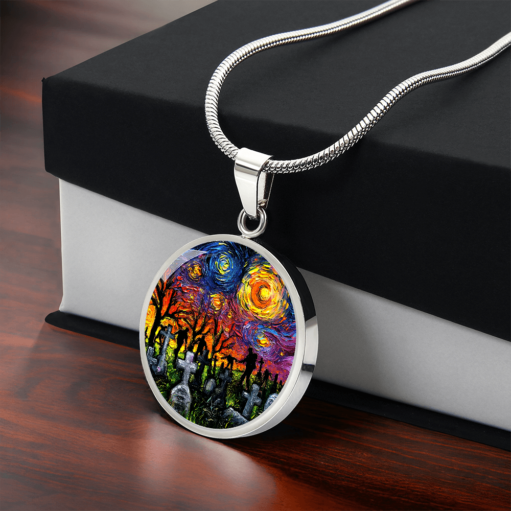 Starry Night of the Living Dead Round Necklace