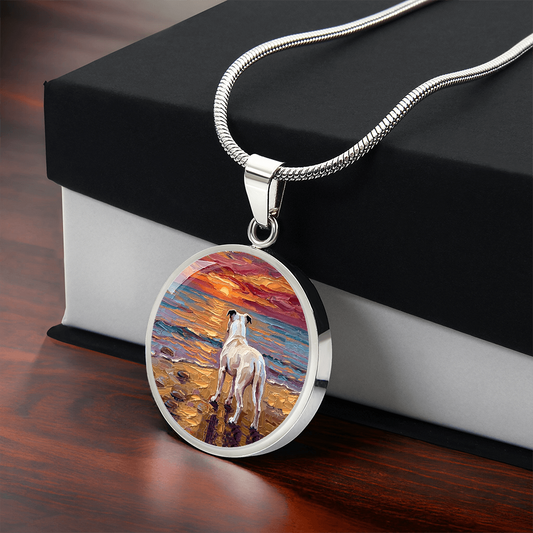 Beach Days - White Pit Bull Round Necklace