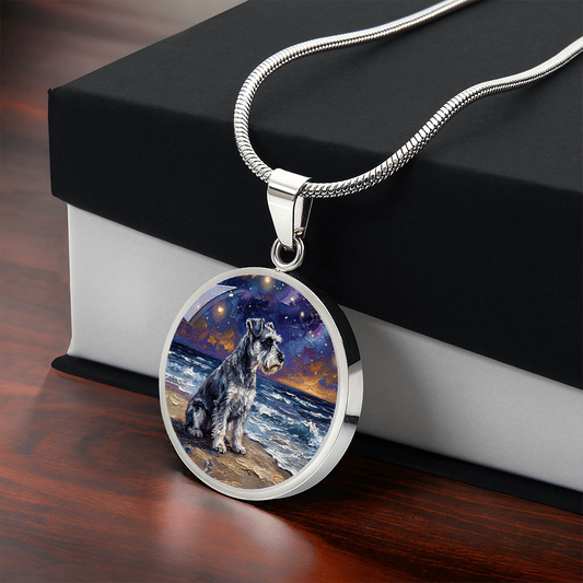 Beach Night - Schnauzer Round Necklace