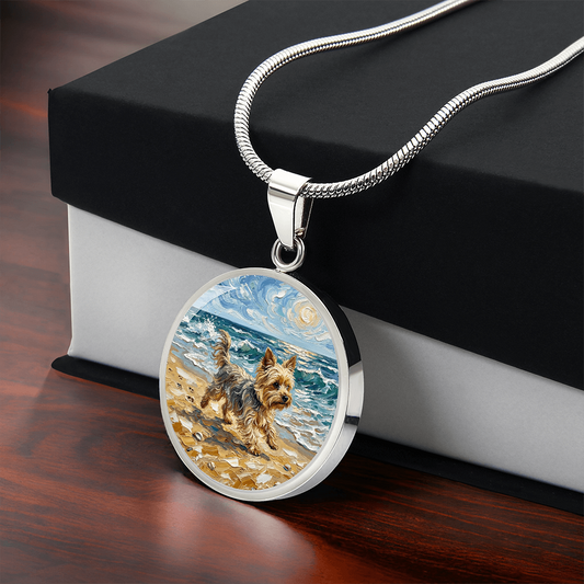 Beach Days - Yorkie Round Necklace