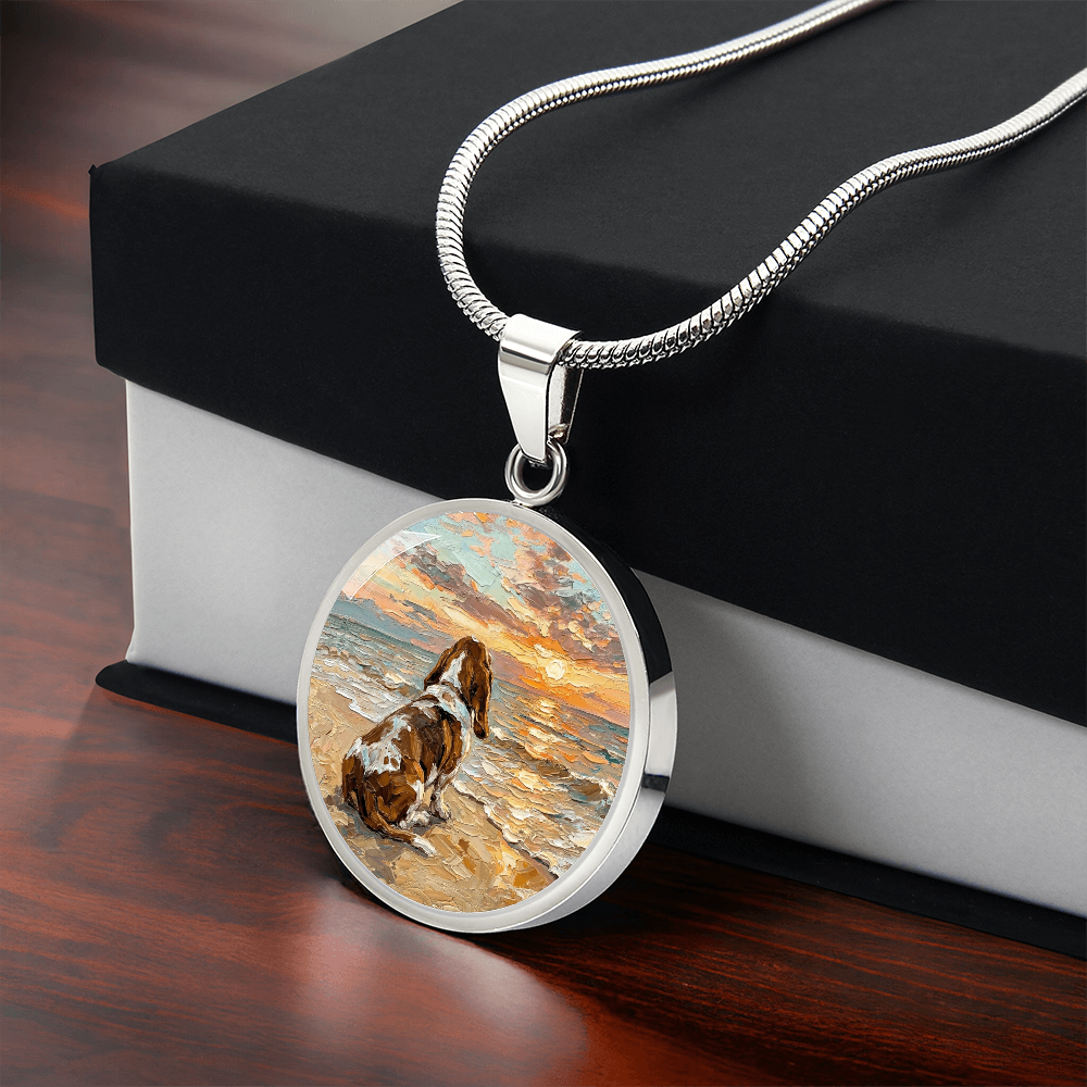 Beach Days - Basset Hound Round Necklace