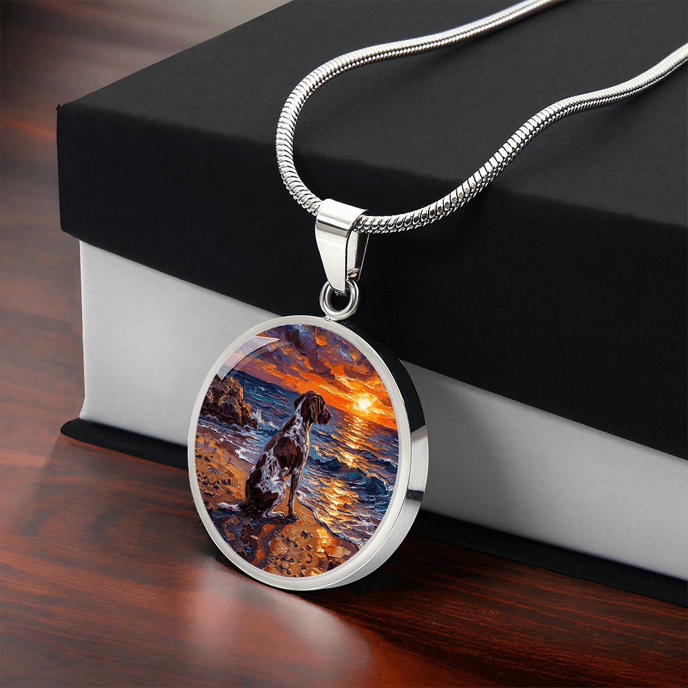 Beach Day - German Pointer Round Necklace