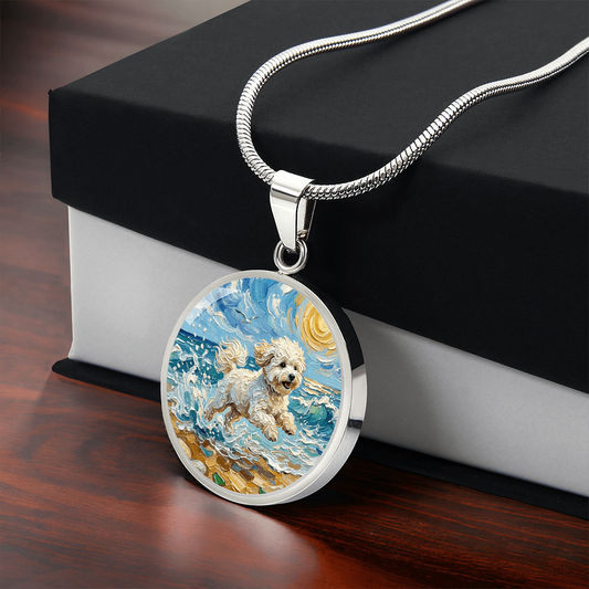 Beach Day - Bichon Frise 2 Round Necklace