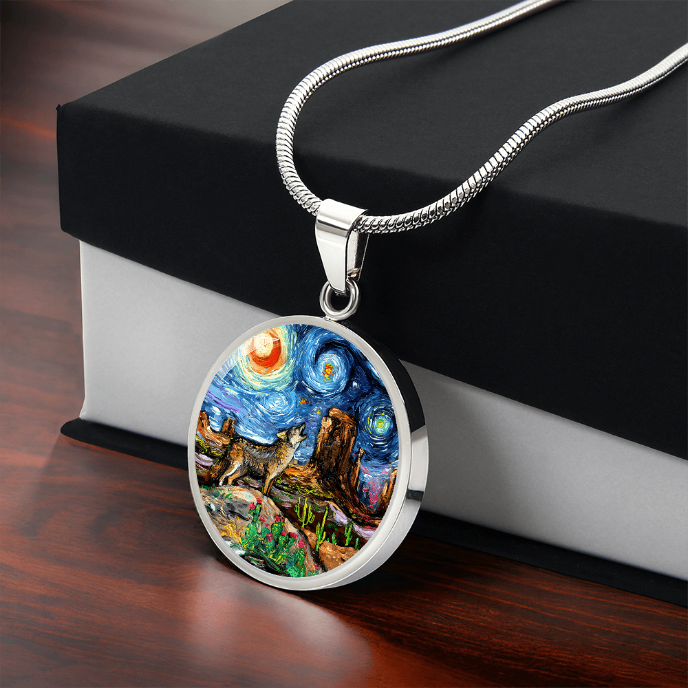 Southwestern Night Starry Night  Round Necklace