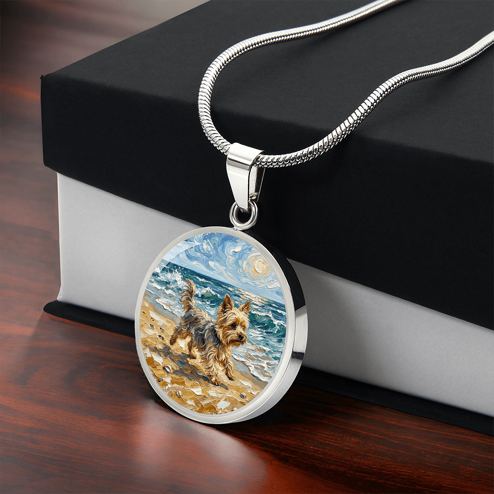 Beach Days - Yorkie Round Necklace