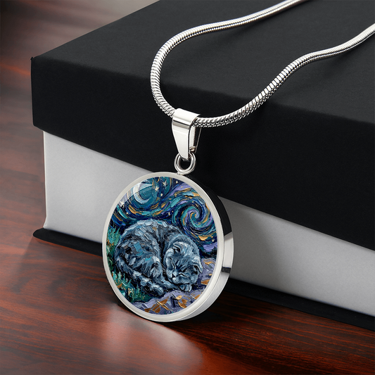 Sleepy Scottish Fold Round Necklace