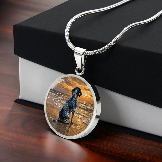 Beach Days - Blue Tick Coonhound Round Necklace