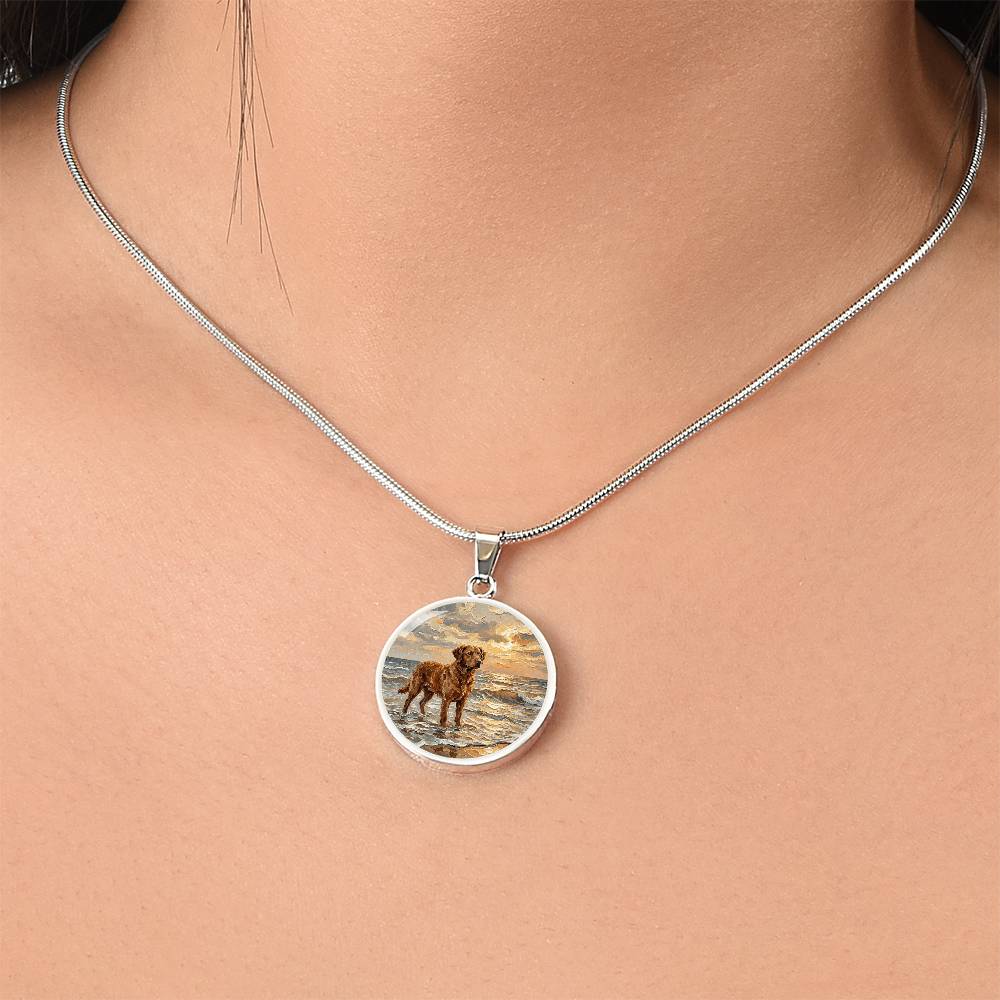 Beach Day - Chesapeake Bay Retriever Round Necklace