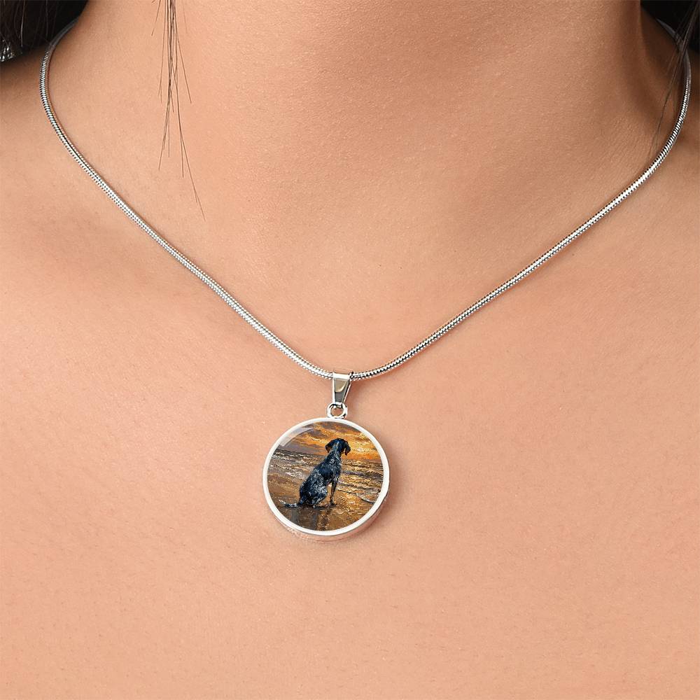 Beach Days - Blue Tick Coonhound Round Necklace