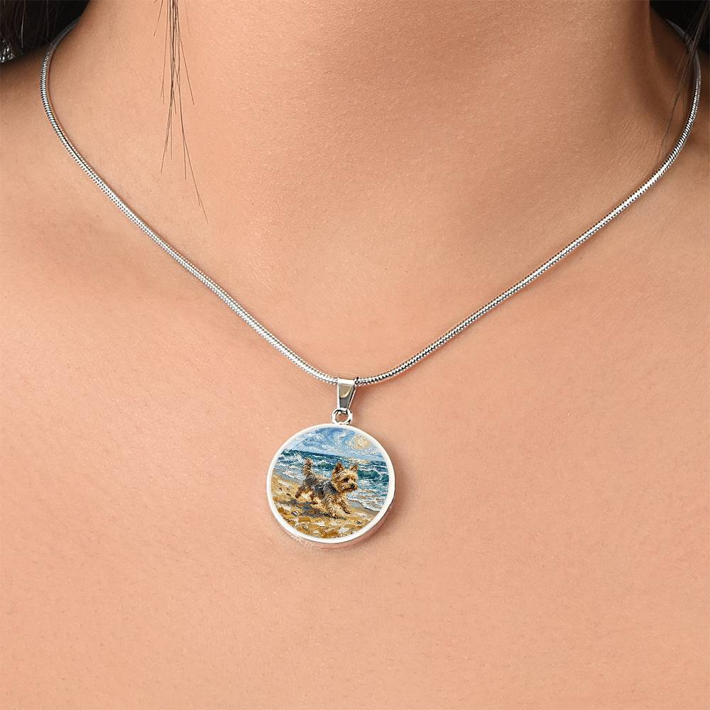 Beach Days - Yorkie Round Necklace