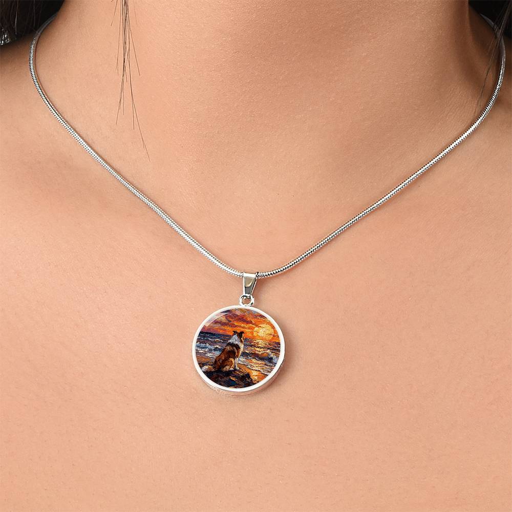 Beach Night - Collie Round Necklace