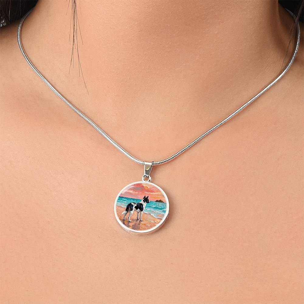 Beach Day - Canaan Dog Round Necklace