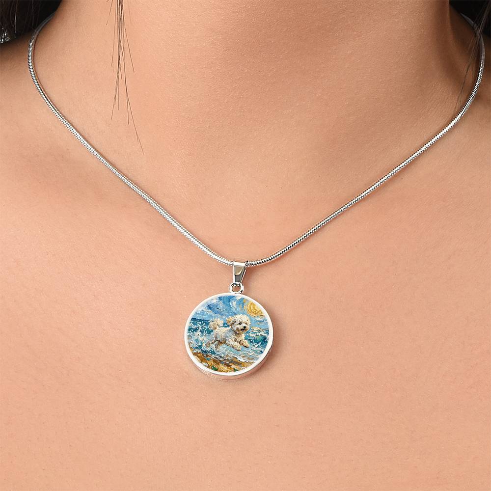 Beach Day - Bichon Frise 2 Round Necklace