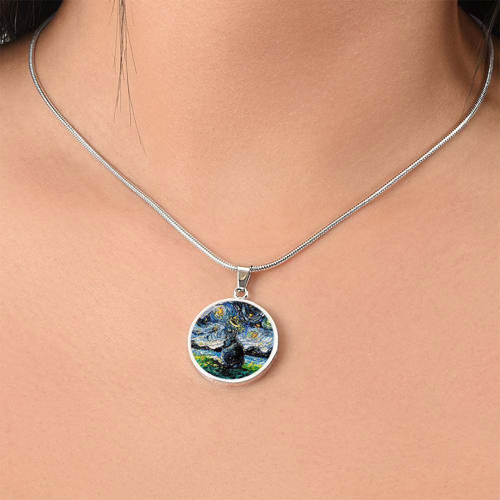 Angel 1 Starry Night Round Necklace
