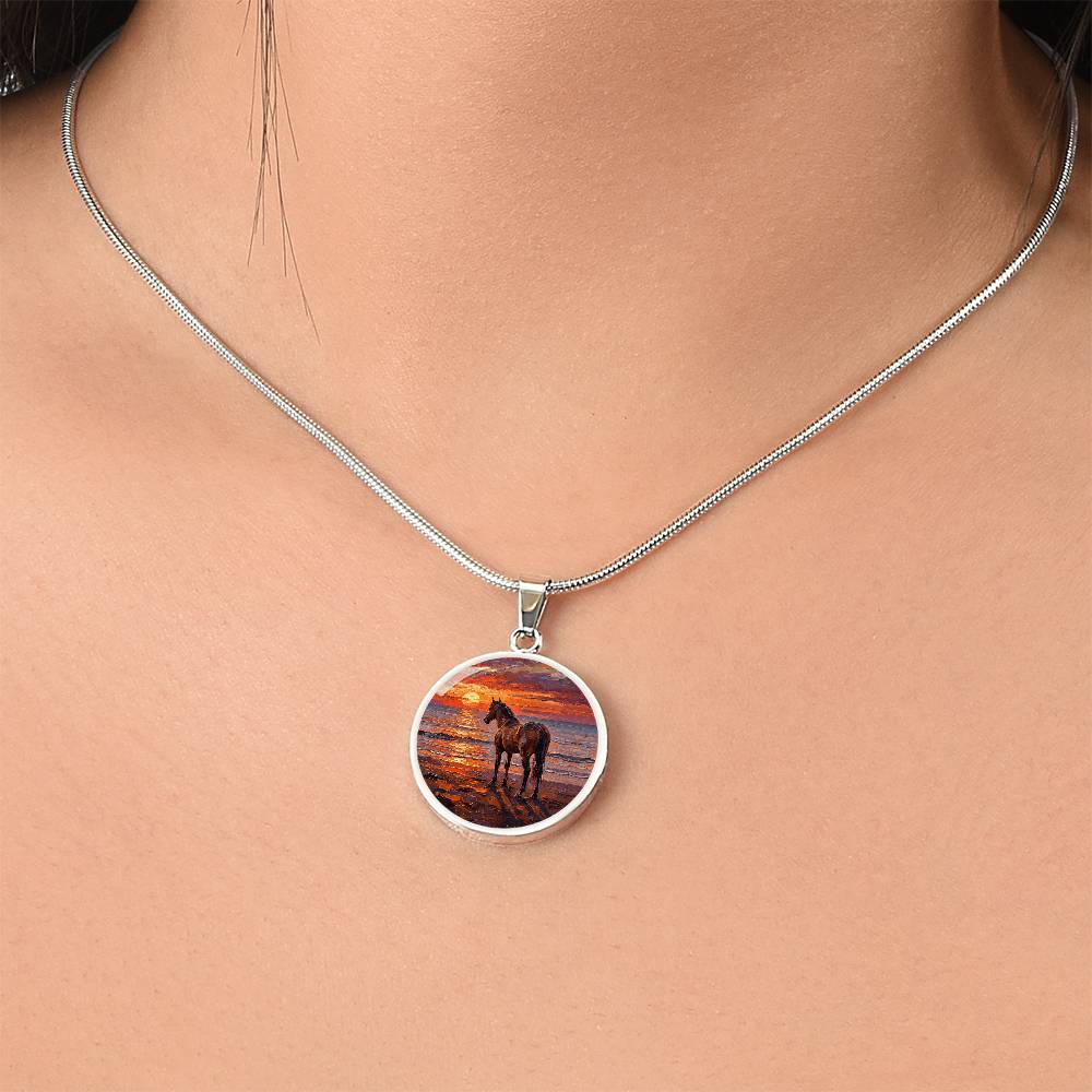 Sunset - Chocolate Mare Round Necklace