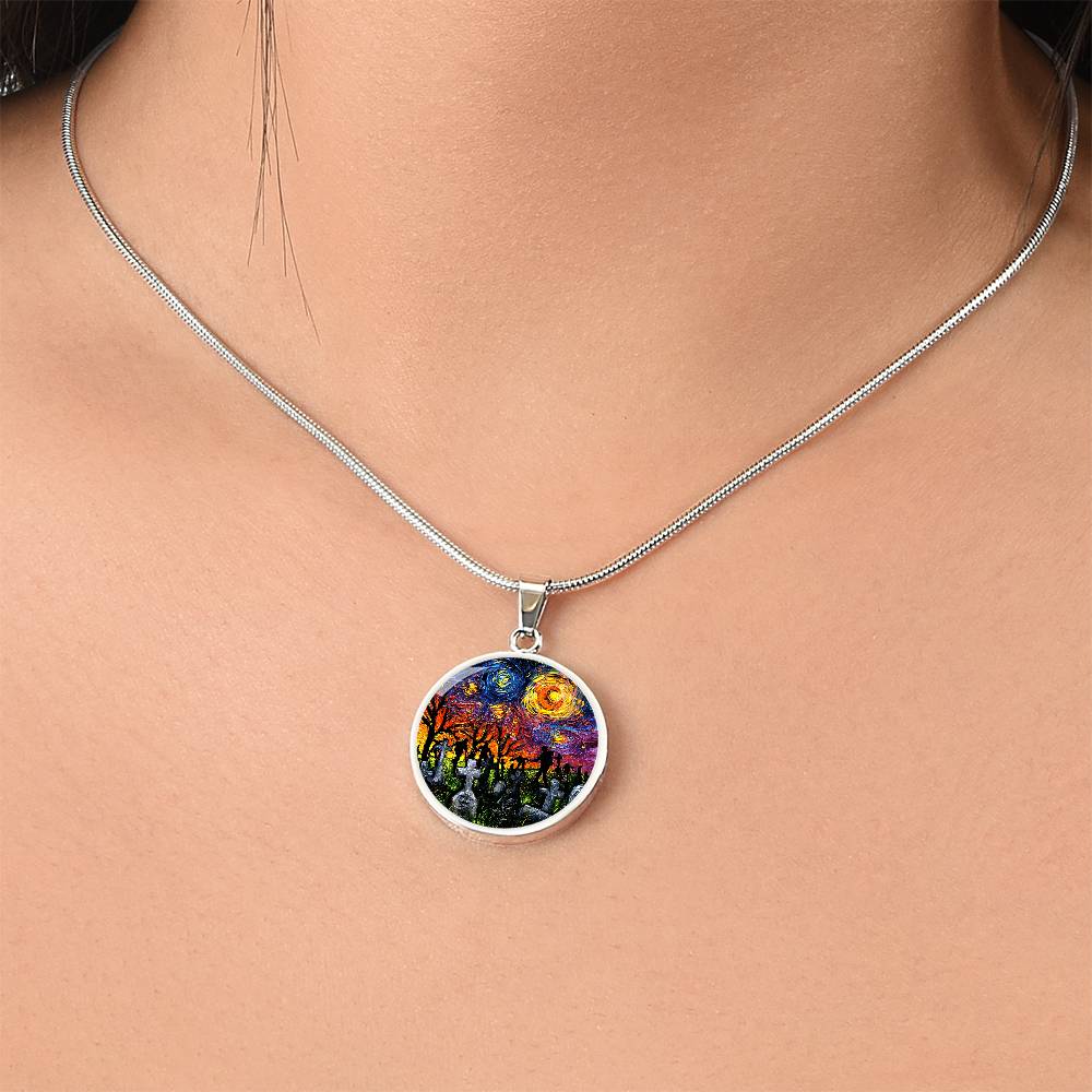 Starry Night of the Living Dead Round Necklace