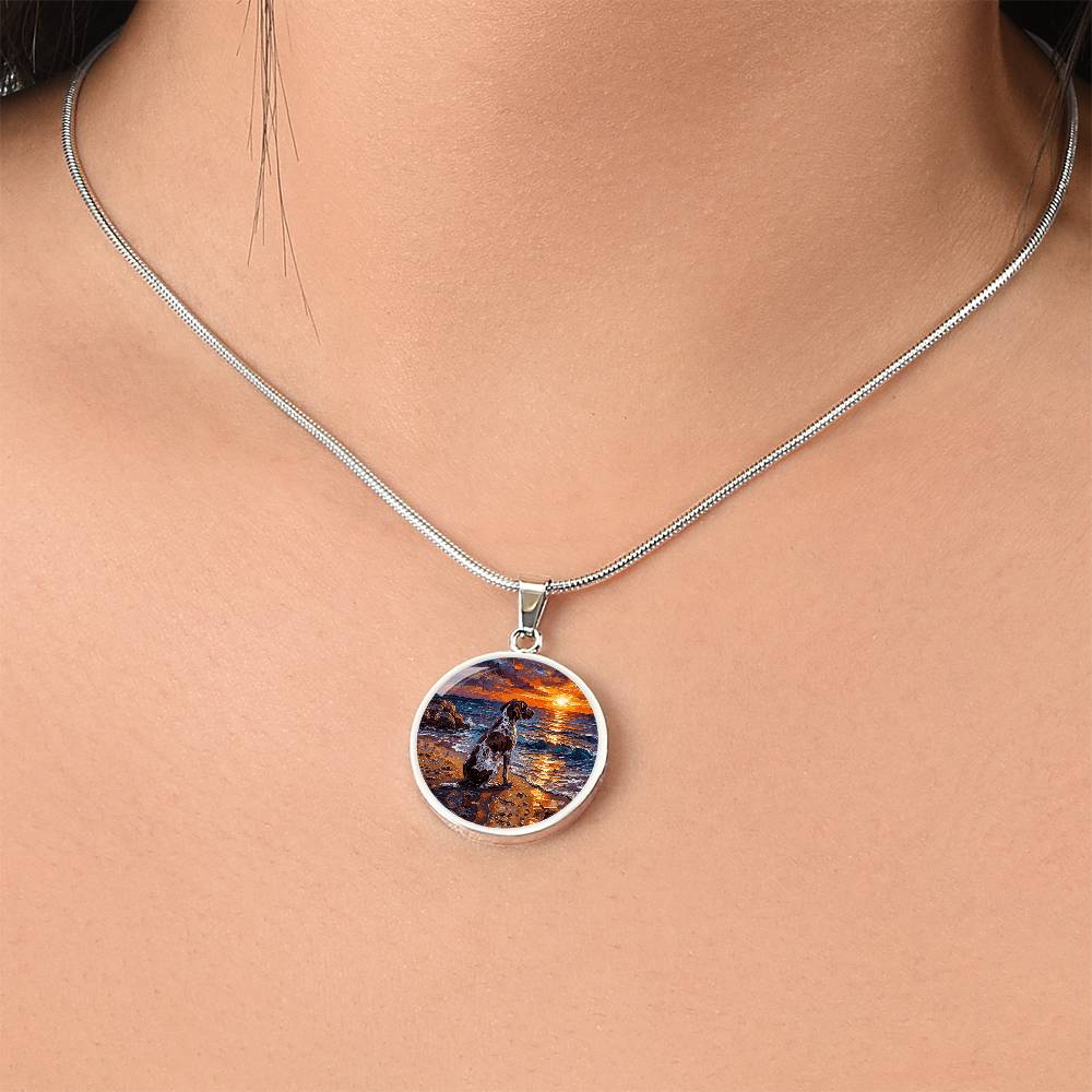 Beach Day - German Pointer Round Necklace
