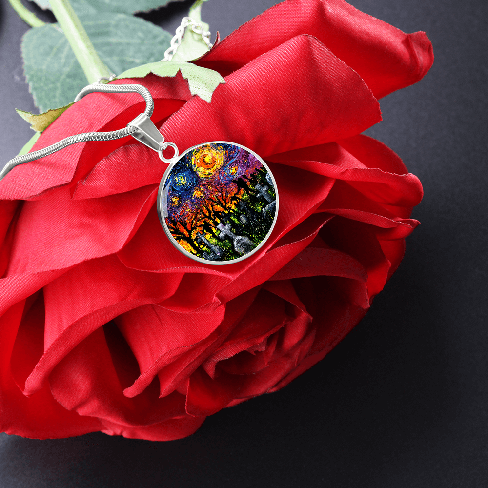 Starry Night of the Living Dead Round Necklace