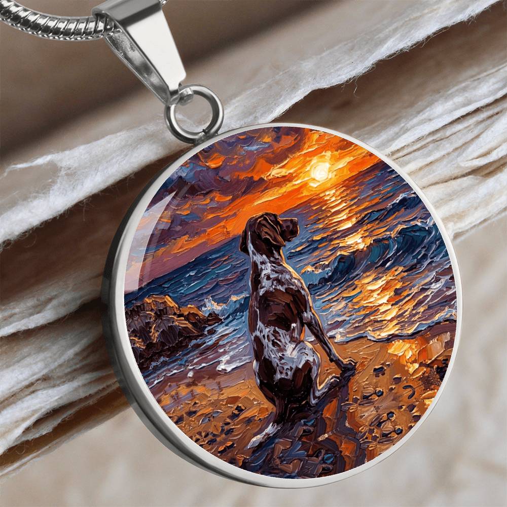 Beach Day - German Pointer Round Necklace