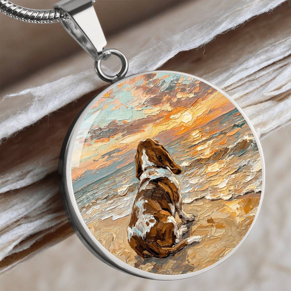 Beach Days - Basset Hound Round Necklace