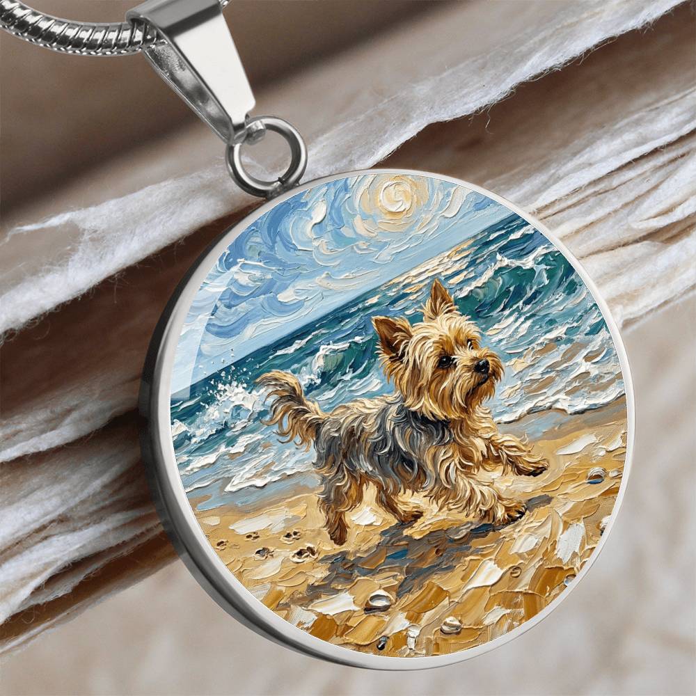 Beach Days - Yorkie Round Necklace