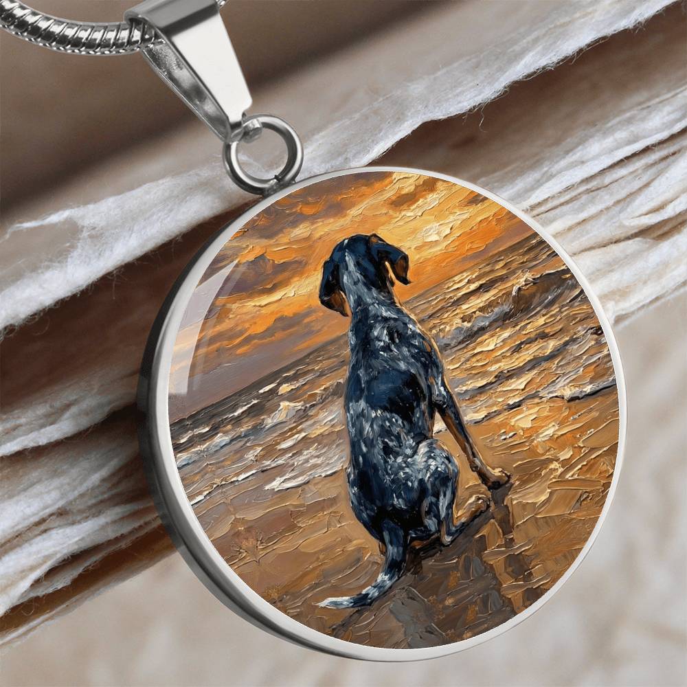 Beach Days - Blue Tick Coonhound Round Necklace