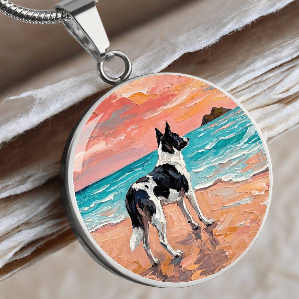 Beach Day - Canaan Dog Round Necklace