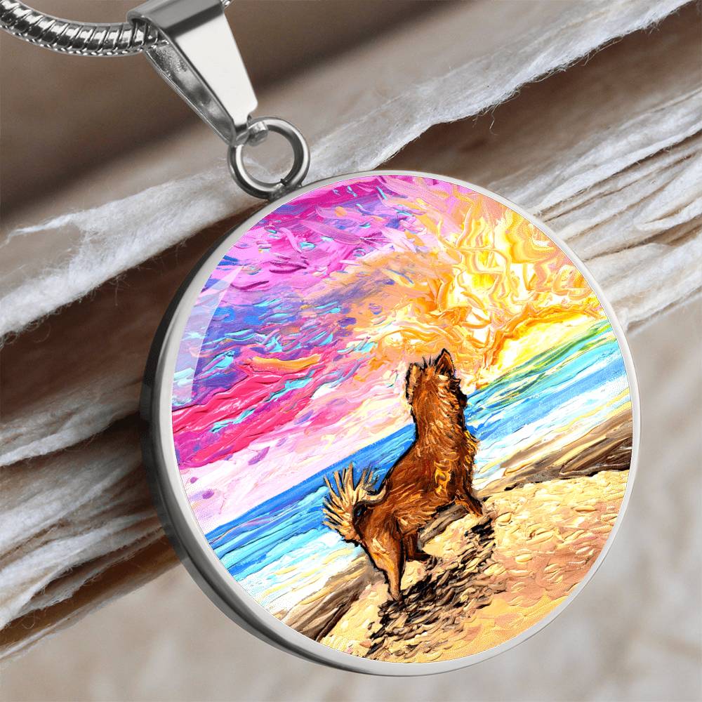 Beach Days - Chihuahua Starry Night Round Necklace