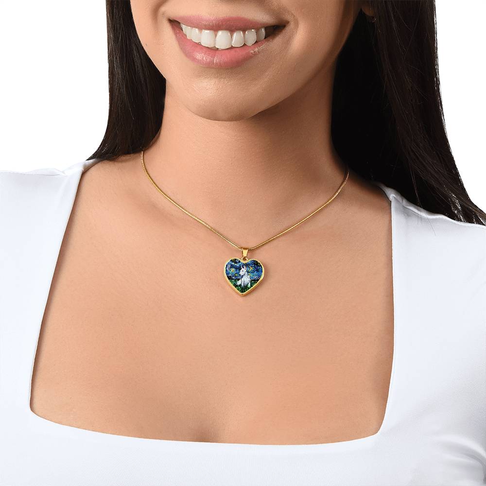 Bull Terrier Starry Night Heart Necklace