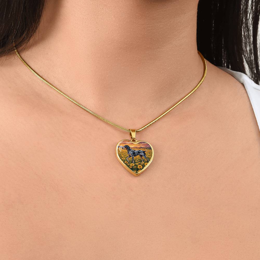 Amongst The Flowers - Blue Tick Coonhound Heart Necklace