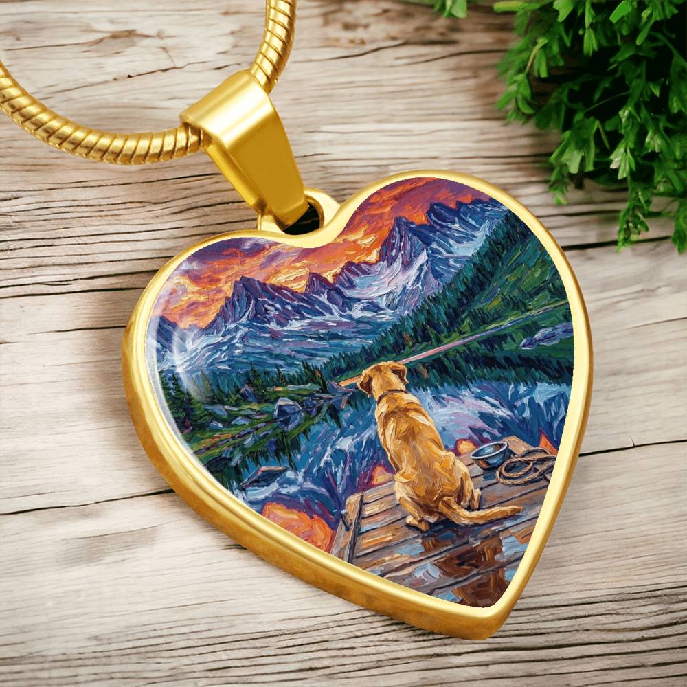On The Dock - Yellow Labrador Heart Necklace