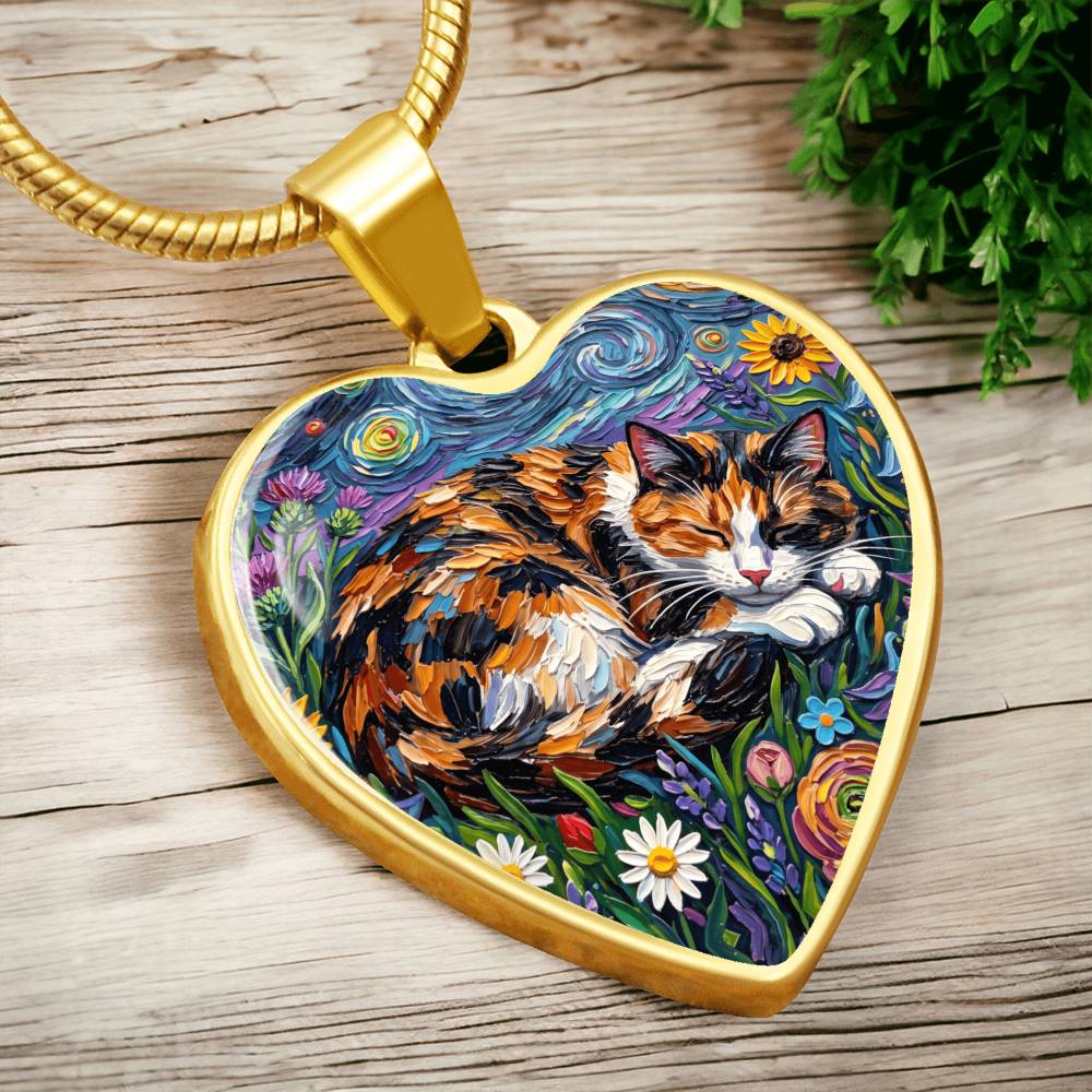 Amongst The Flowers - Calico Cat Heart