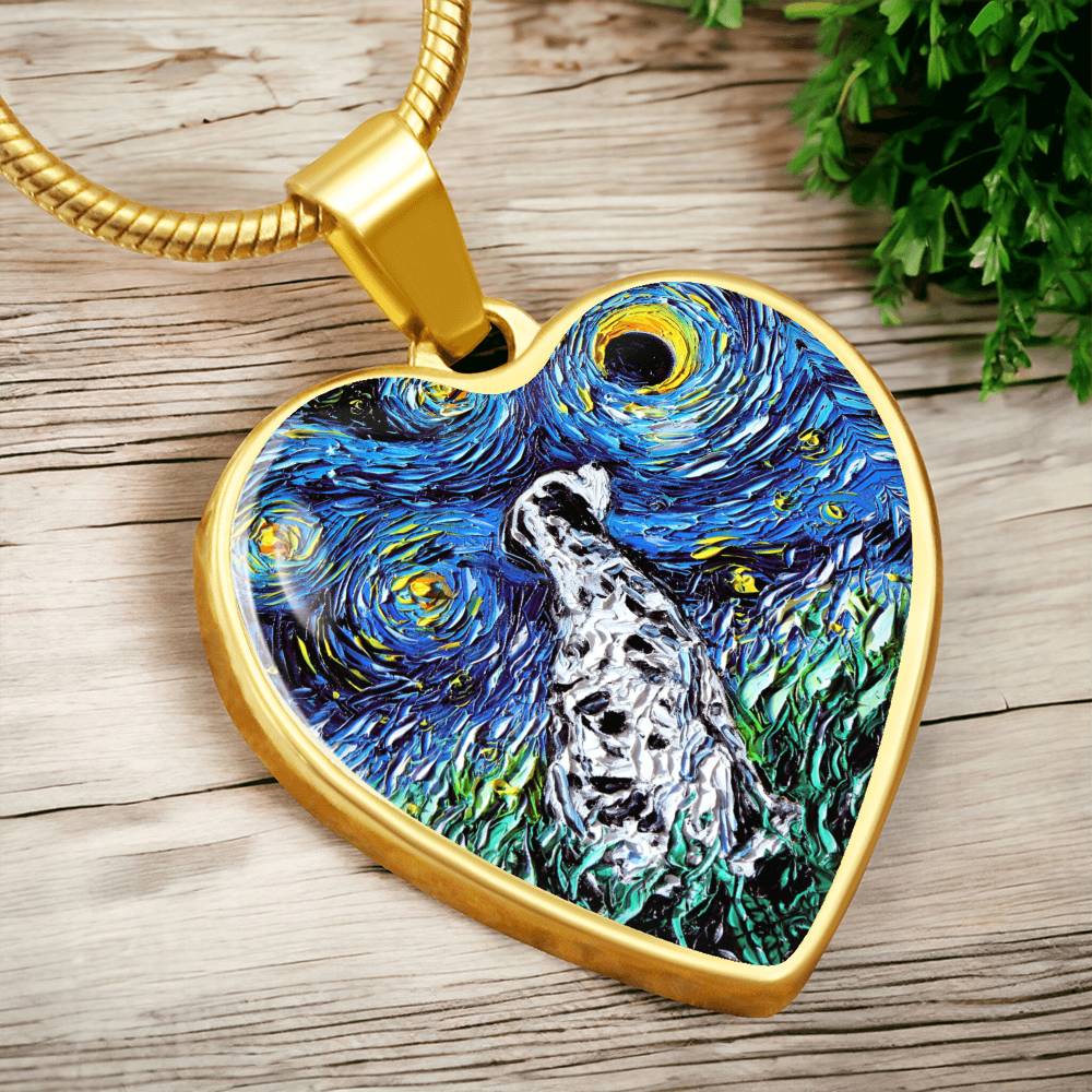 Dalmatian Starry Night Heart Necklace