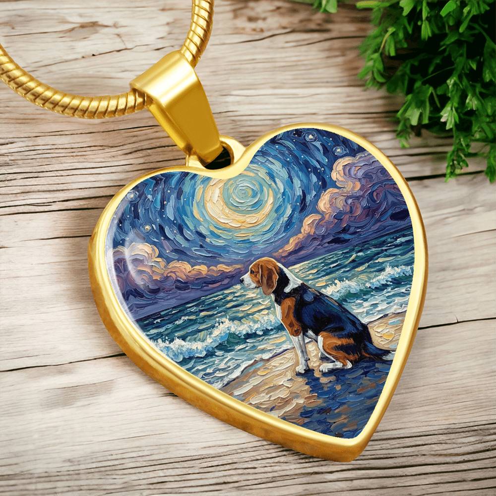 Beach Night - Beagle Heart Necklace