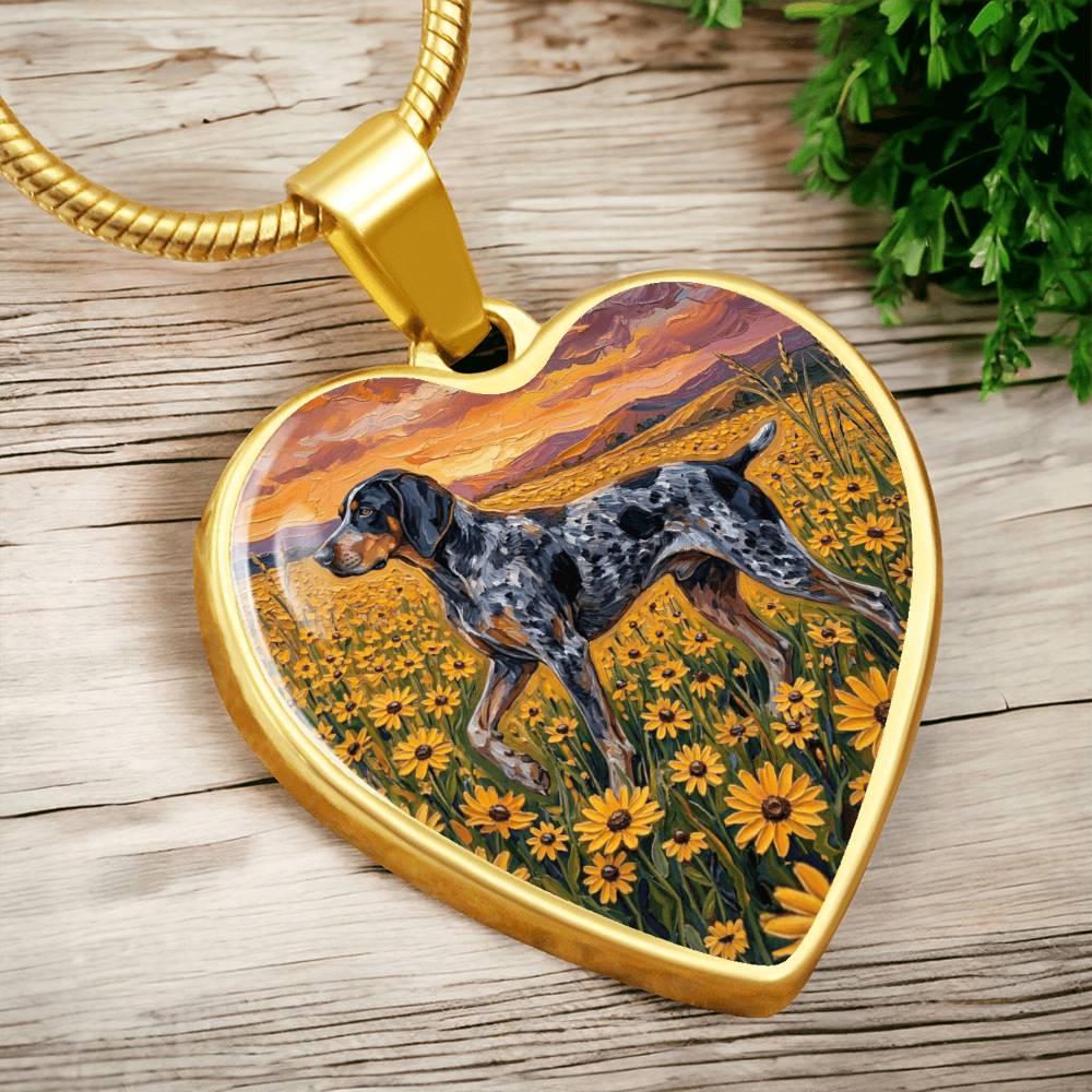 Amongst The Flowers - Blue Tick Coonhound Heart Necklace
