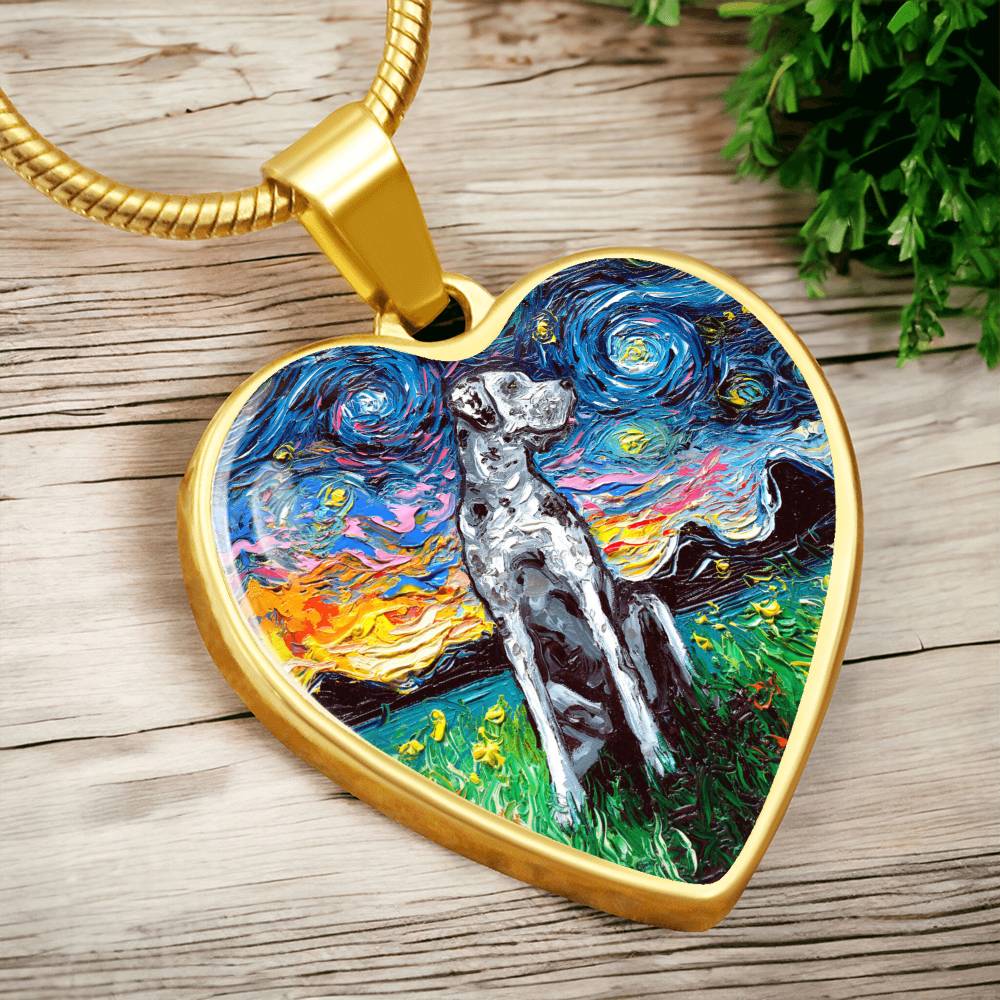 Merle Great Dane Starry Night Heart Necklace