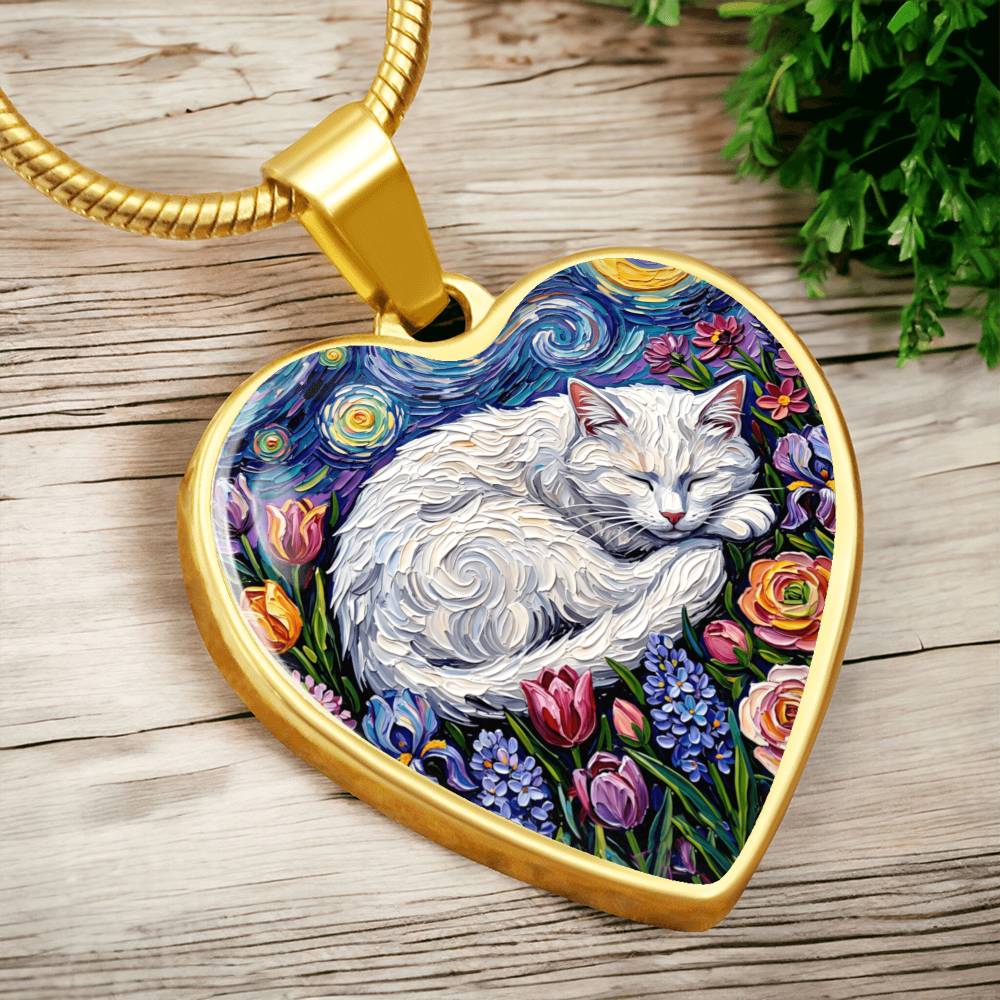 Amongst The Flowers - White Cat Heart