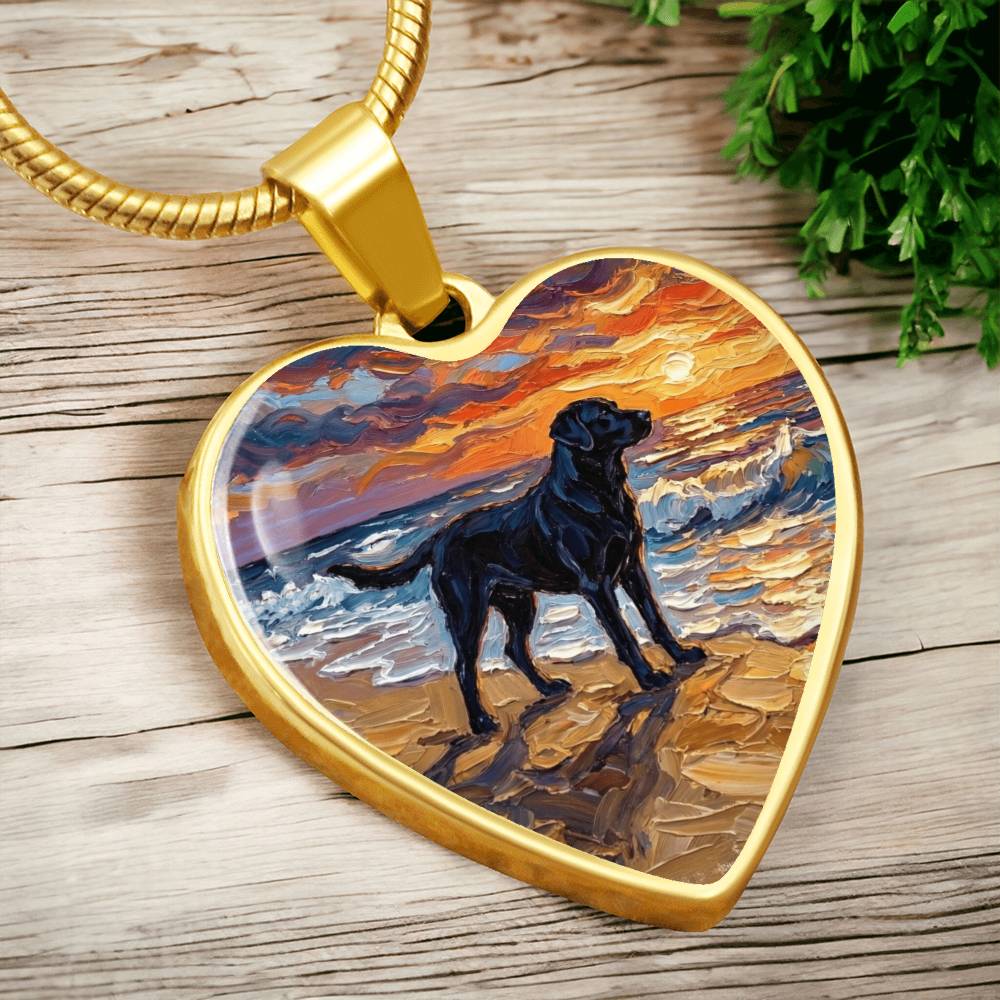 Summer Sunset - Black Labrador Heart Necklace