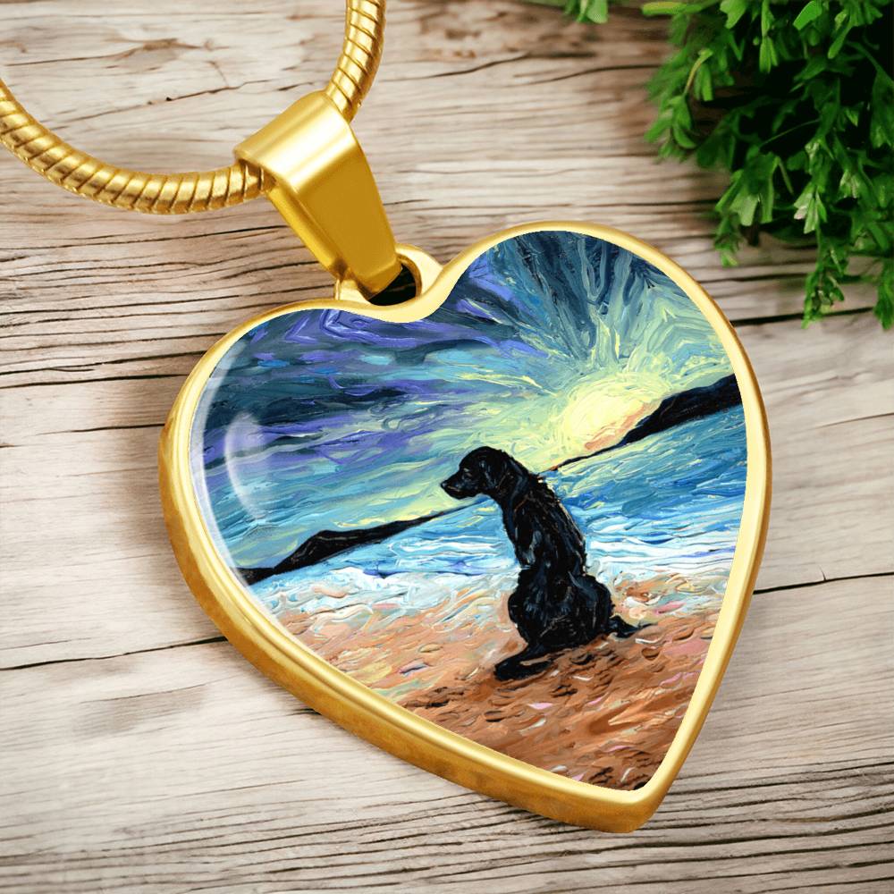 Beach Days - Black Labrador Heart Necklace