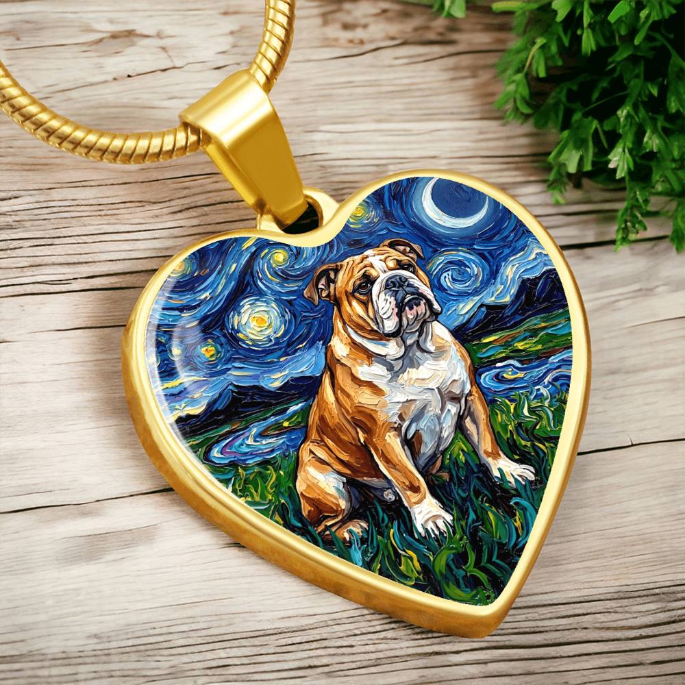 Bulldog Night Heart Necklace