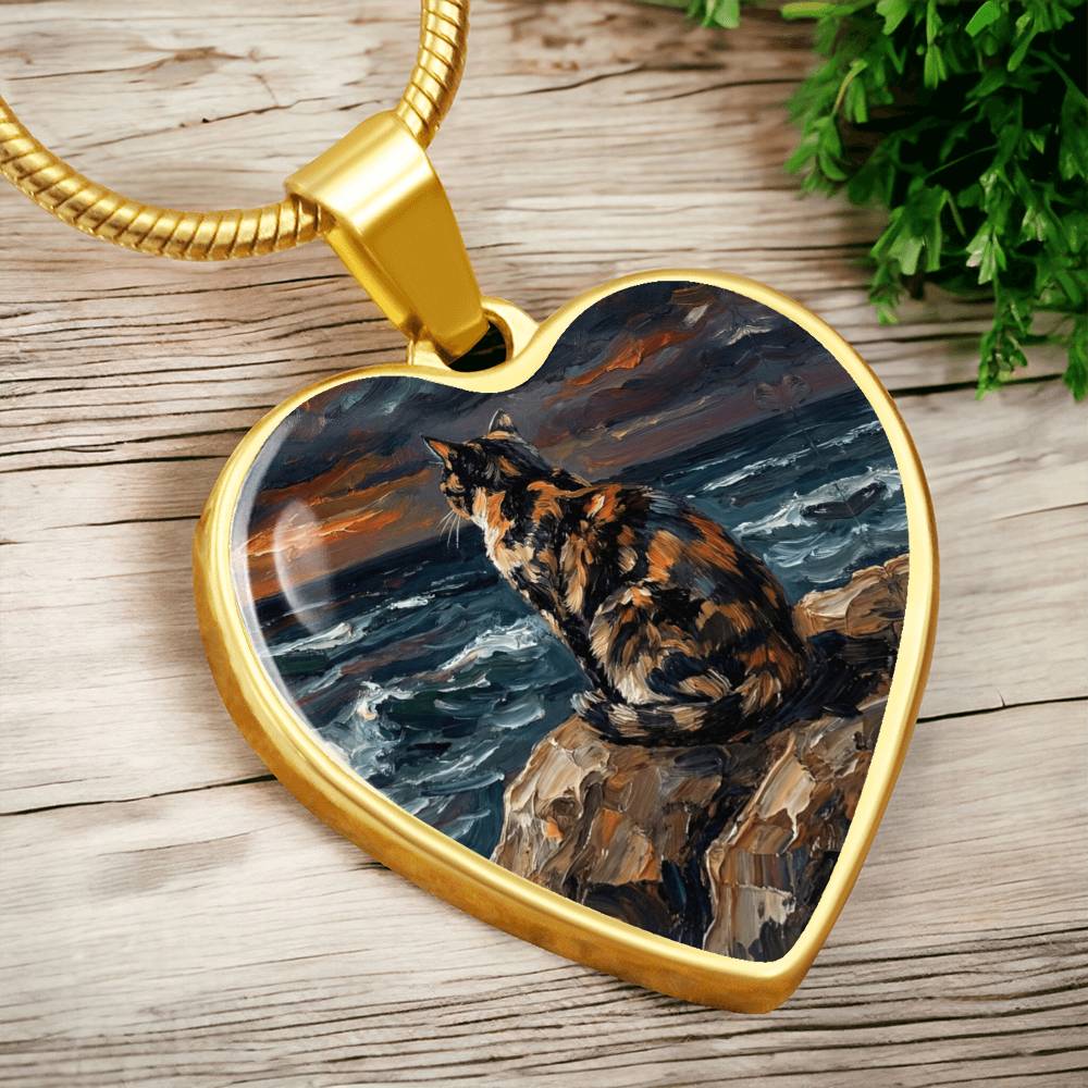 Beach Night - Tortie Heart Necklace