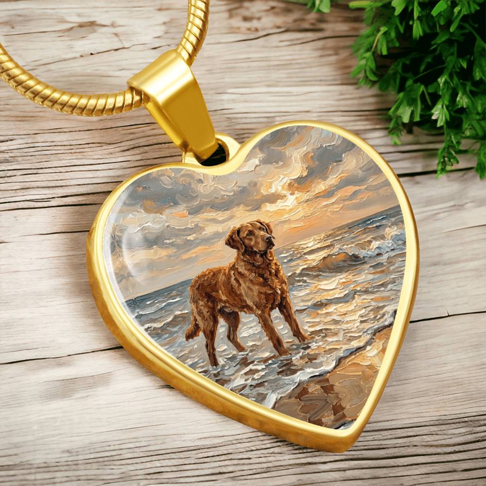 Beach Day - Chesapeake Bay Retriever Heart Necklace
