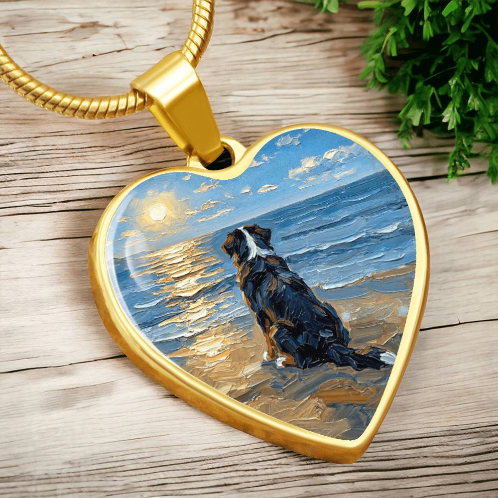 Beach Day - Bernese Mountain Dog Heart Necklace