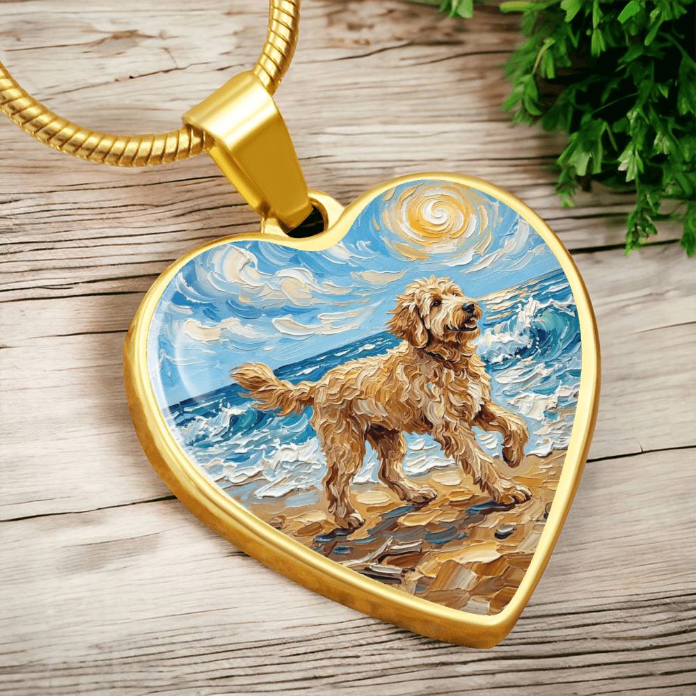 Beach Day - Goldendoodle Heart Necklace