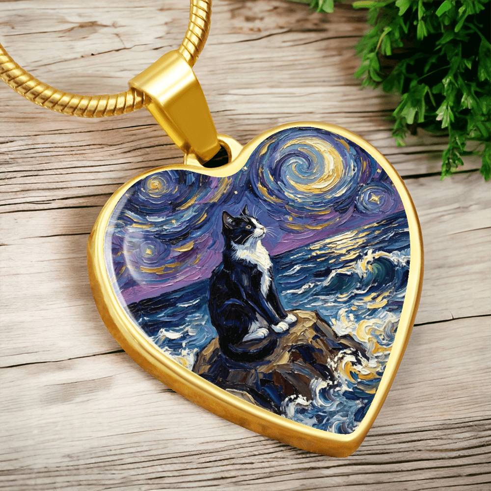 Beach Night - Tuxedo Cat Heart