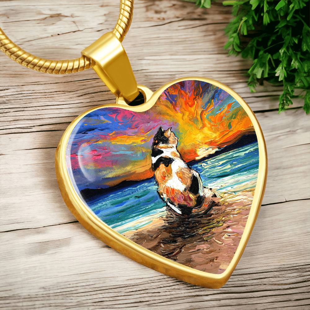 Beach Days - Calico Cat Heart Necklace