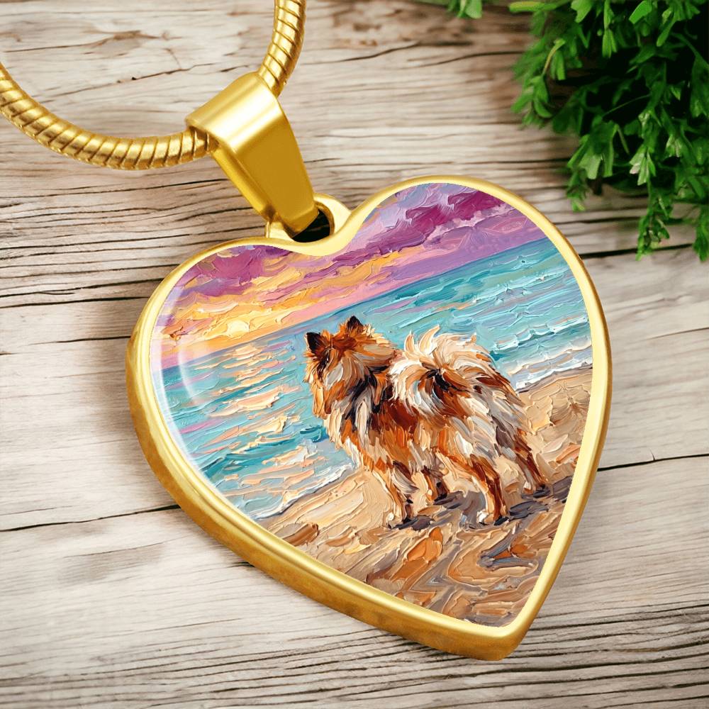 Summer Sunset - Pomeranian Heart Necklace