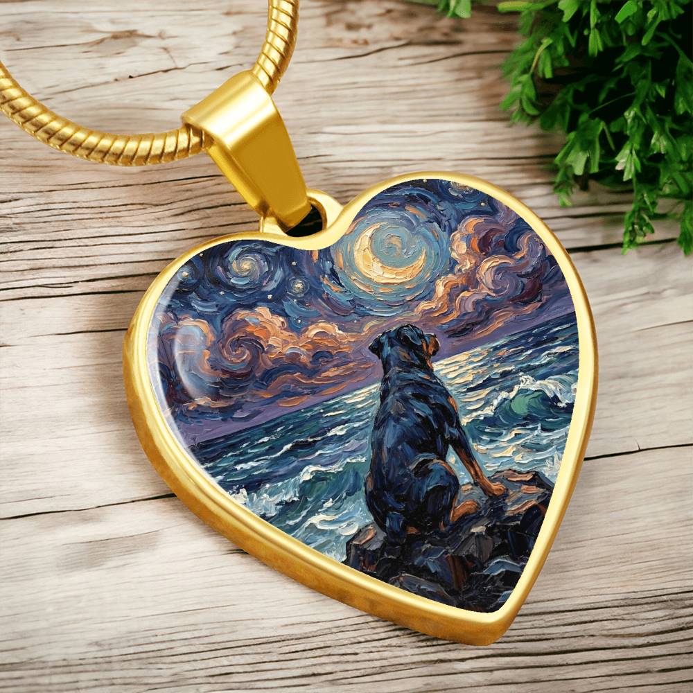Beach Night - Rottweiler Heart Necklace