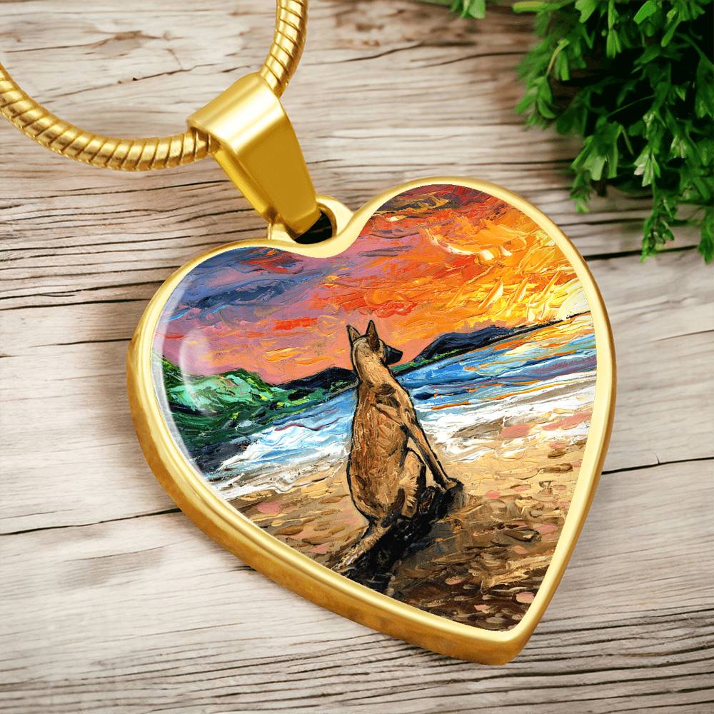 Beach Days - Belgian Malinois Heart Necklace